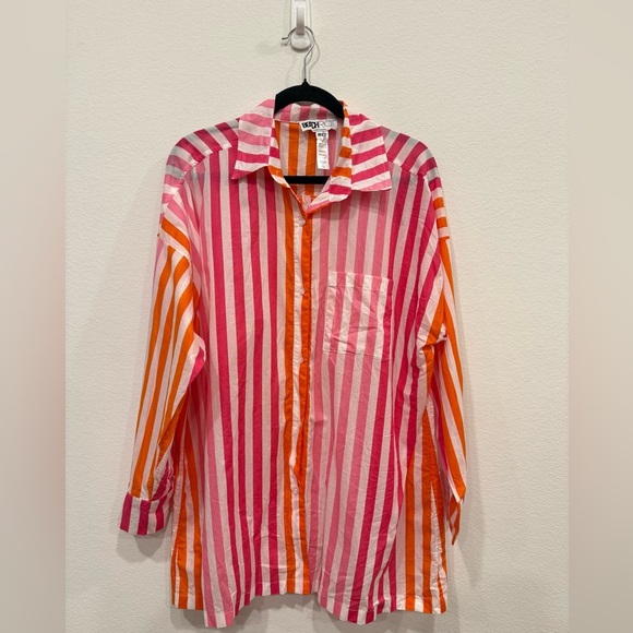 SOLD - 100% Cotton Beach Riot Bold Striped Shirt - Picture 3 of 5